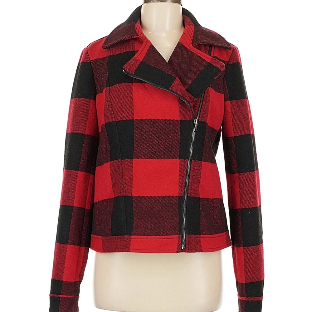 Women’s Ann Taylor Loft Buffalo plaid moto jacket size M